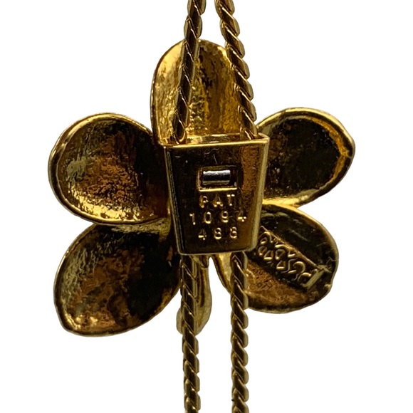 40” 1990s Floral Charm Lariat Gold Plated Long Necklace - Picture 8 of 9